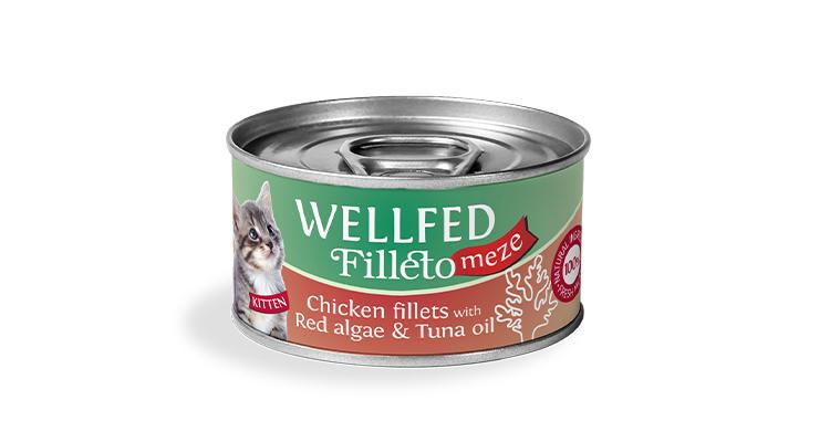 WELLFED филенца за бебета котенца с пиле, червени водорасли и масло от риба тон 70гр