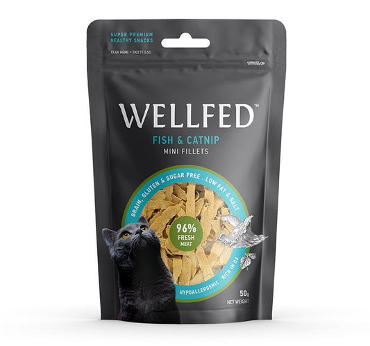 Wellfed лакомство за котки с риба и котешка мента 50гр