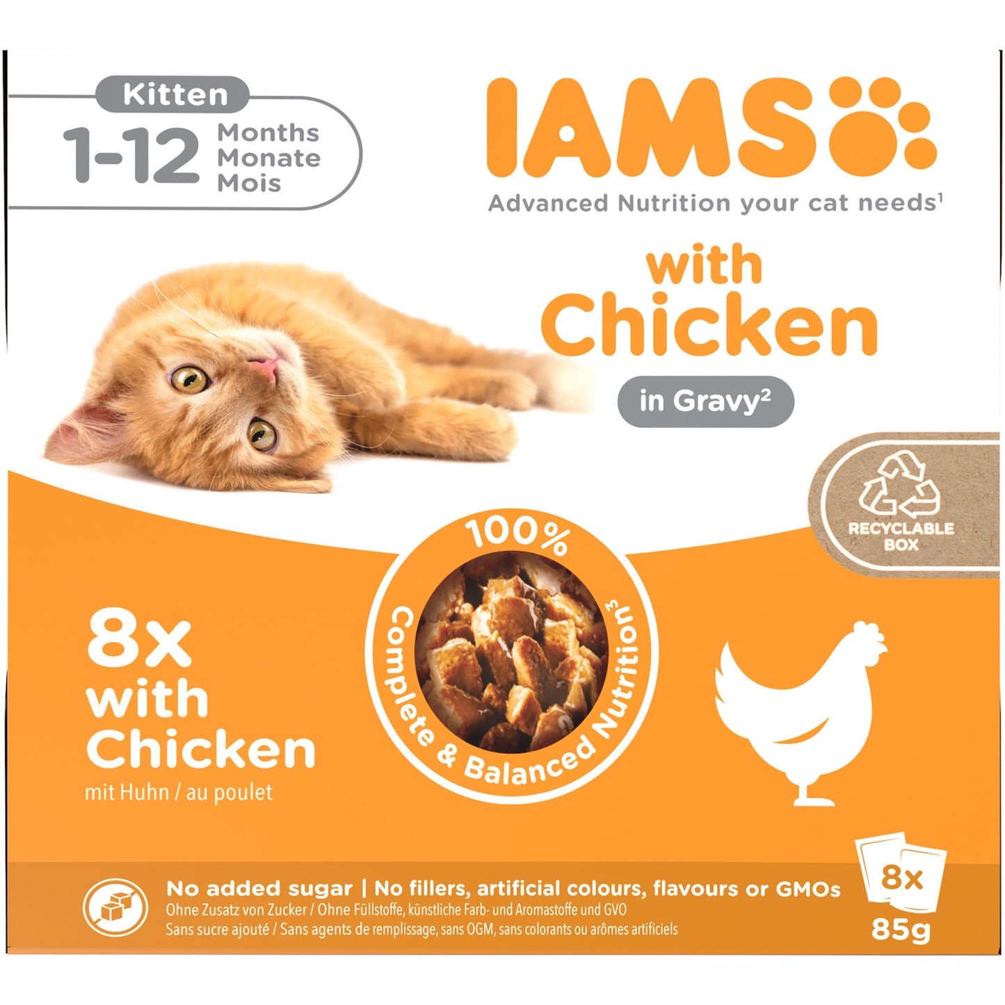 IAMS CAT POUCH KITTEN GRAVY 8X85