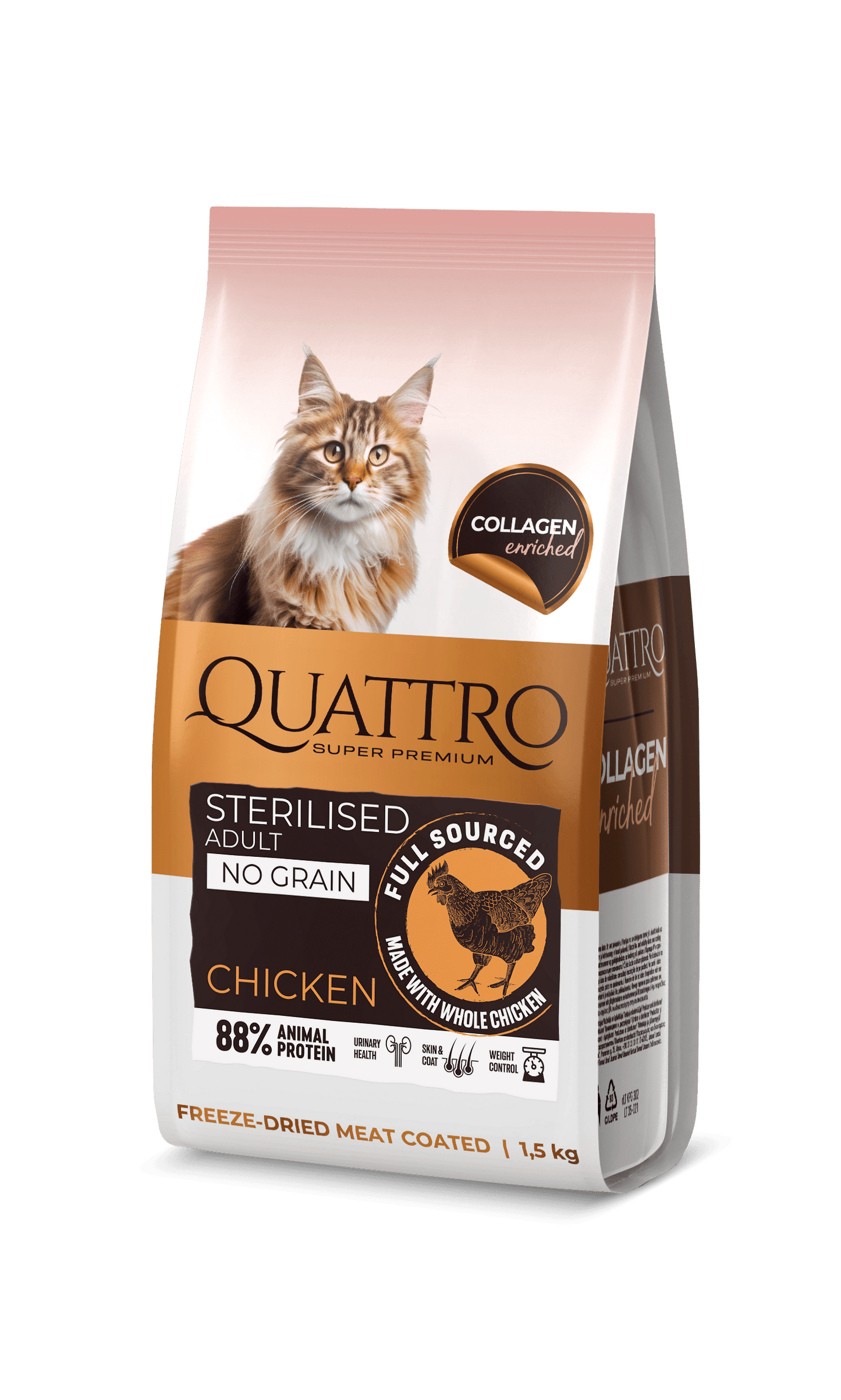 Quattro Super Premium за кастрирани котки с пиле