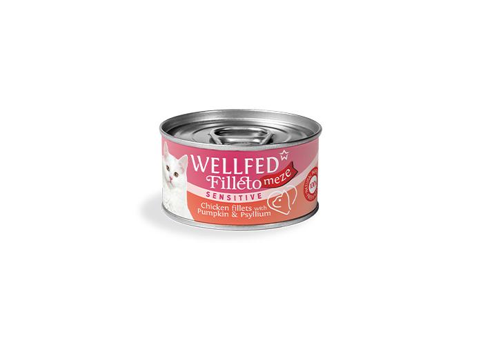 WELLFED филенца за котка SENSITIVE с пиле, тиква и псилиум 70гр