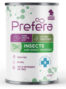 PREFERA куче консерва ПЪПИ насекоми и сладки картофи 400гр