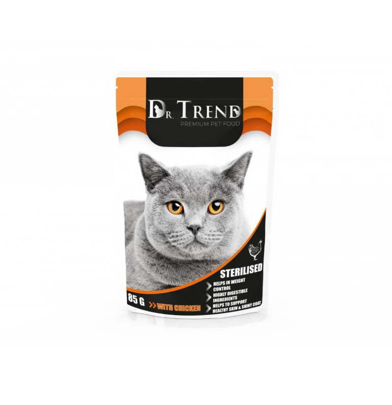 DR TREND паучове за кастрирани котки с пиле 12х85гр