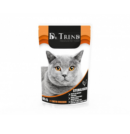 DR TREND паучове за кастрирани котки с пиле 12х85гр