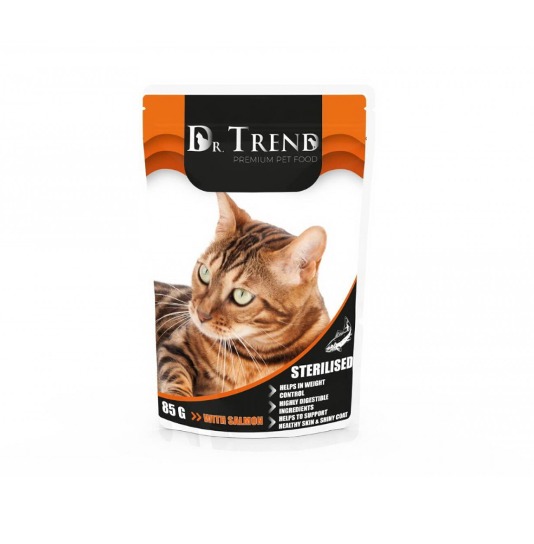 DR TREND паучове за кастрирани котки със сьомга 12х85гр