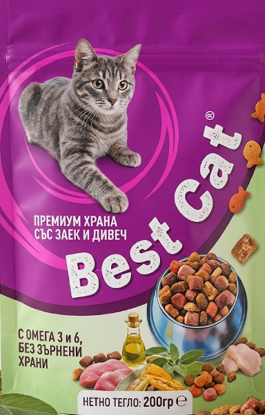 BEST CAT-храна котки със заек и дивеч 200гр