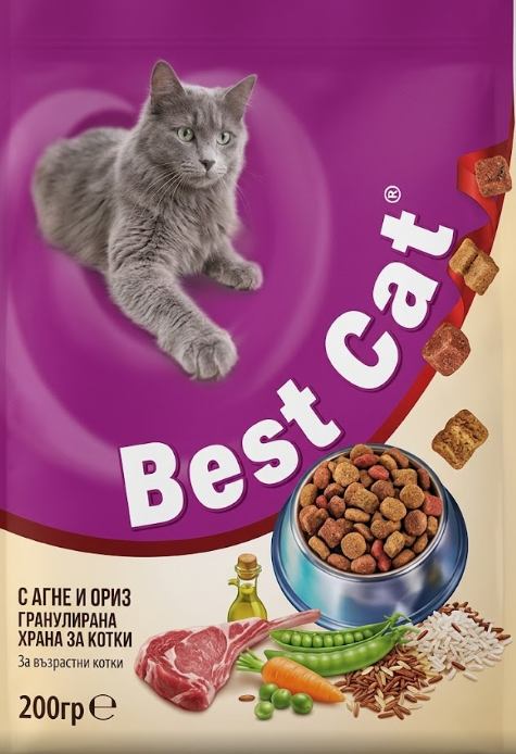 BEST CAT-храна котки с агне и ориз 200гр