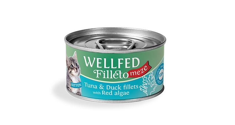 WELLFED филенца за бебета котенца с риба тон, патица и червени водорасли 70гр