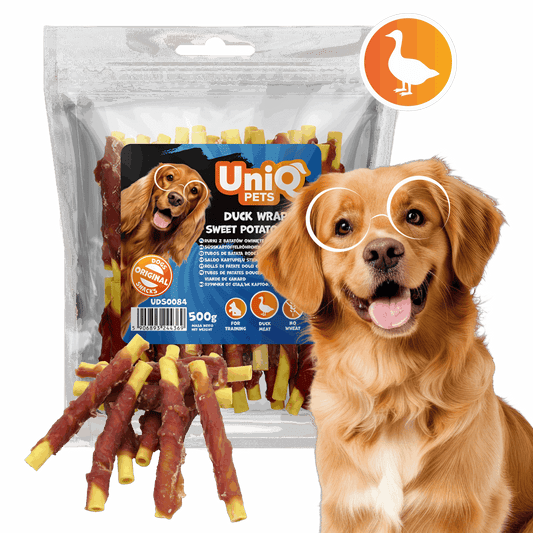 UNIQ PETS тубички с патица и сладък картоф 500гр
