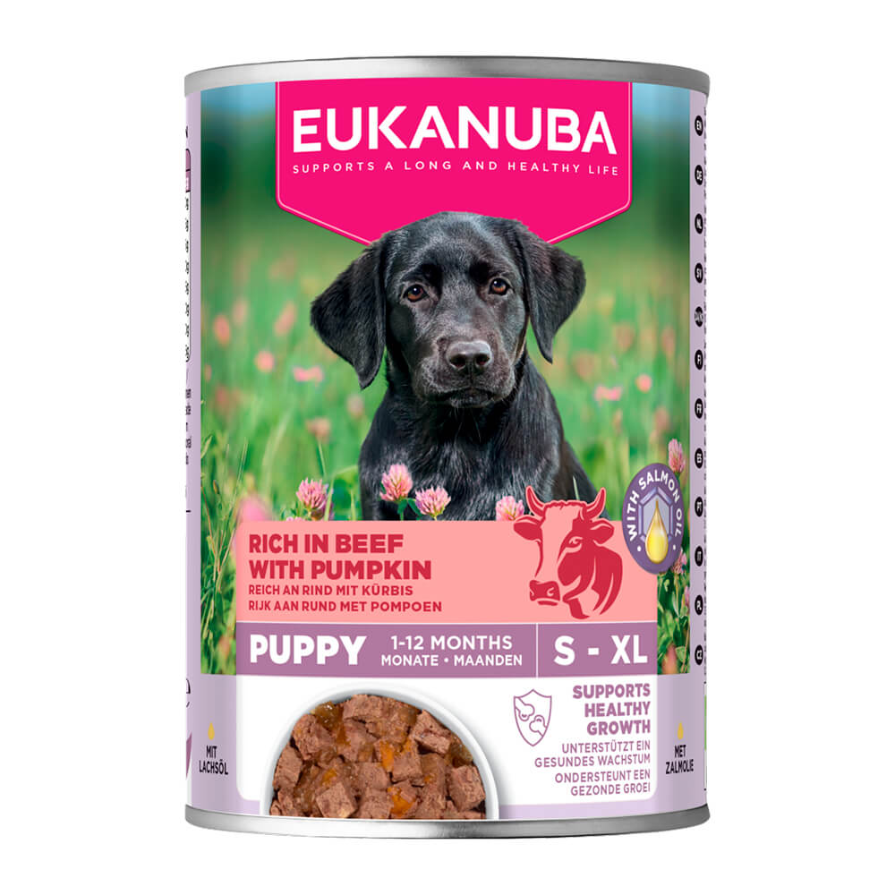 EUKANUBA консерва за подрастващи кученца от всички породи с говеждо и тиква 400гр