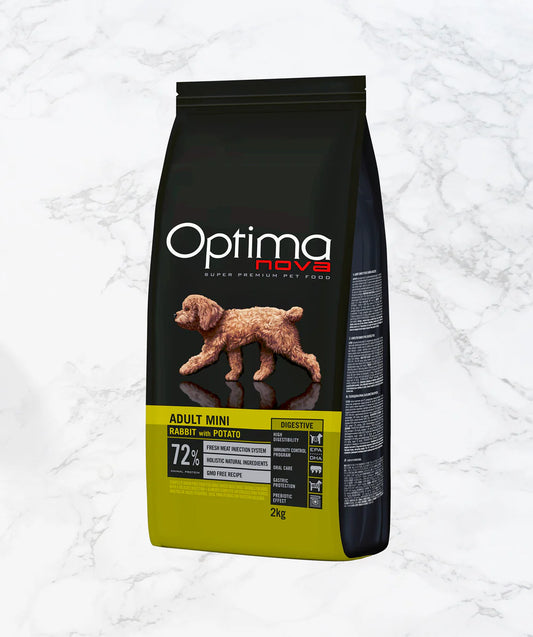 Optima Nova- храна за израстнали кучета от малки породи с чувствителен стомах със заек и картофи
