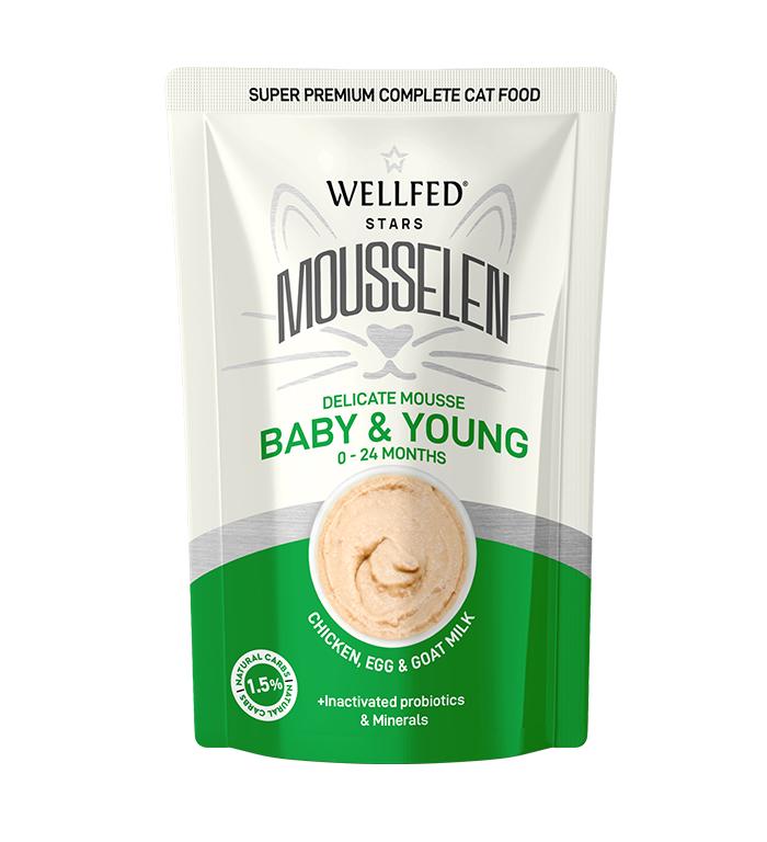 WELLFED мус за бебета котенца 0-24м с пиле, яйца и козе мляко 40гр
