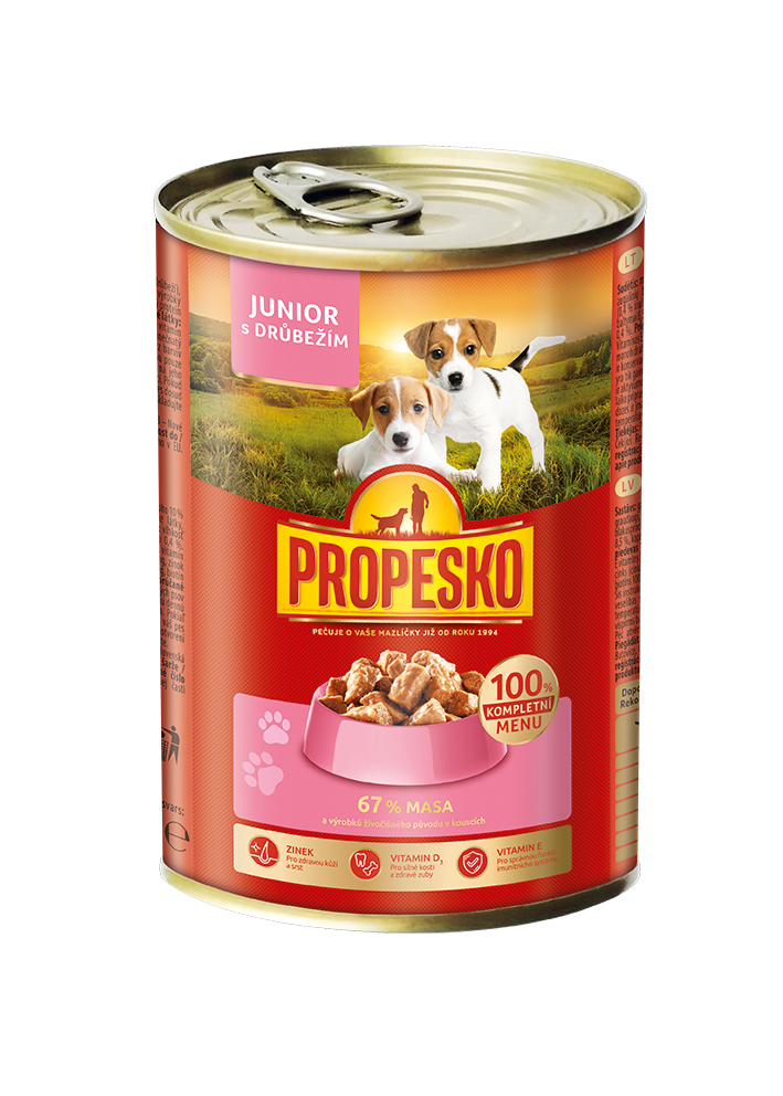 PROPESKO консерва за подрастващи кученца с пиле и телешко месо 415гр