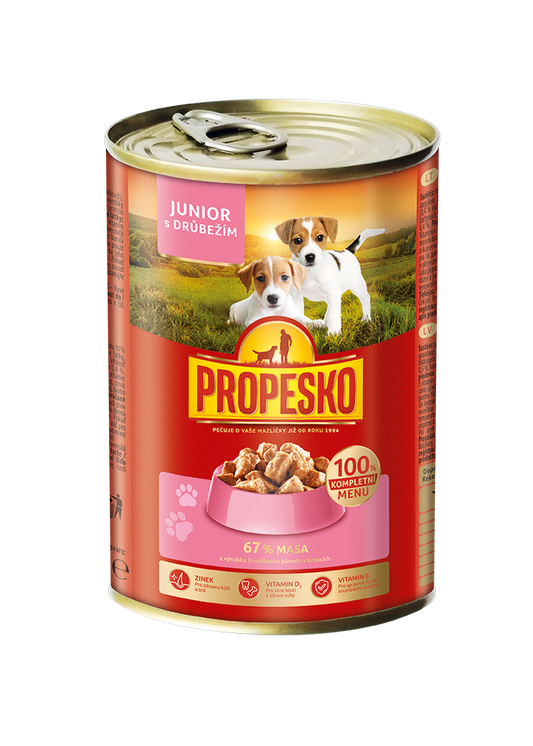 PROPESKO консерва за подрастващи кученца с пиле и телешко месо 415гр