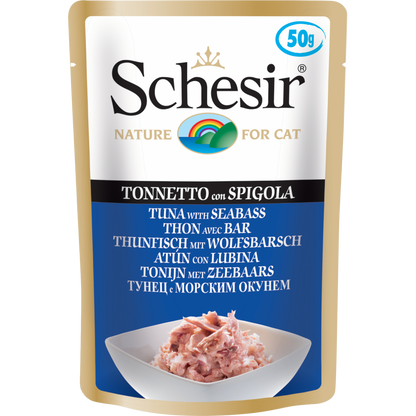 SCHESIR пауч за котка с риба тон и лаврак 50гр