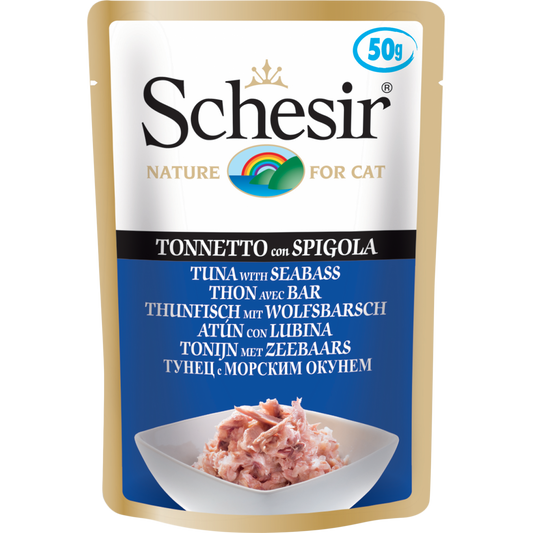 SCHESIR пауч за котка с риба тон и лаврак 50гр