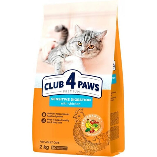 CLUB 4 PAWS Cat adult sensible/digestion с пиле 14кг