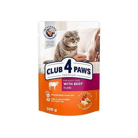 Club 4 Paws пауч за котка с Говеждо в желе 100гр
