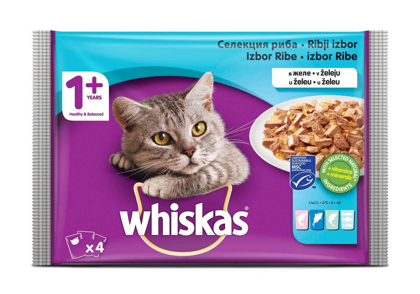 Whiskas Fish Favorites с Туна в желе 4х85 гр.