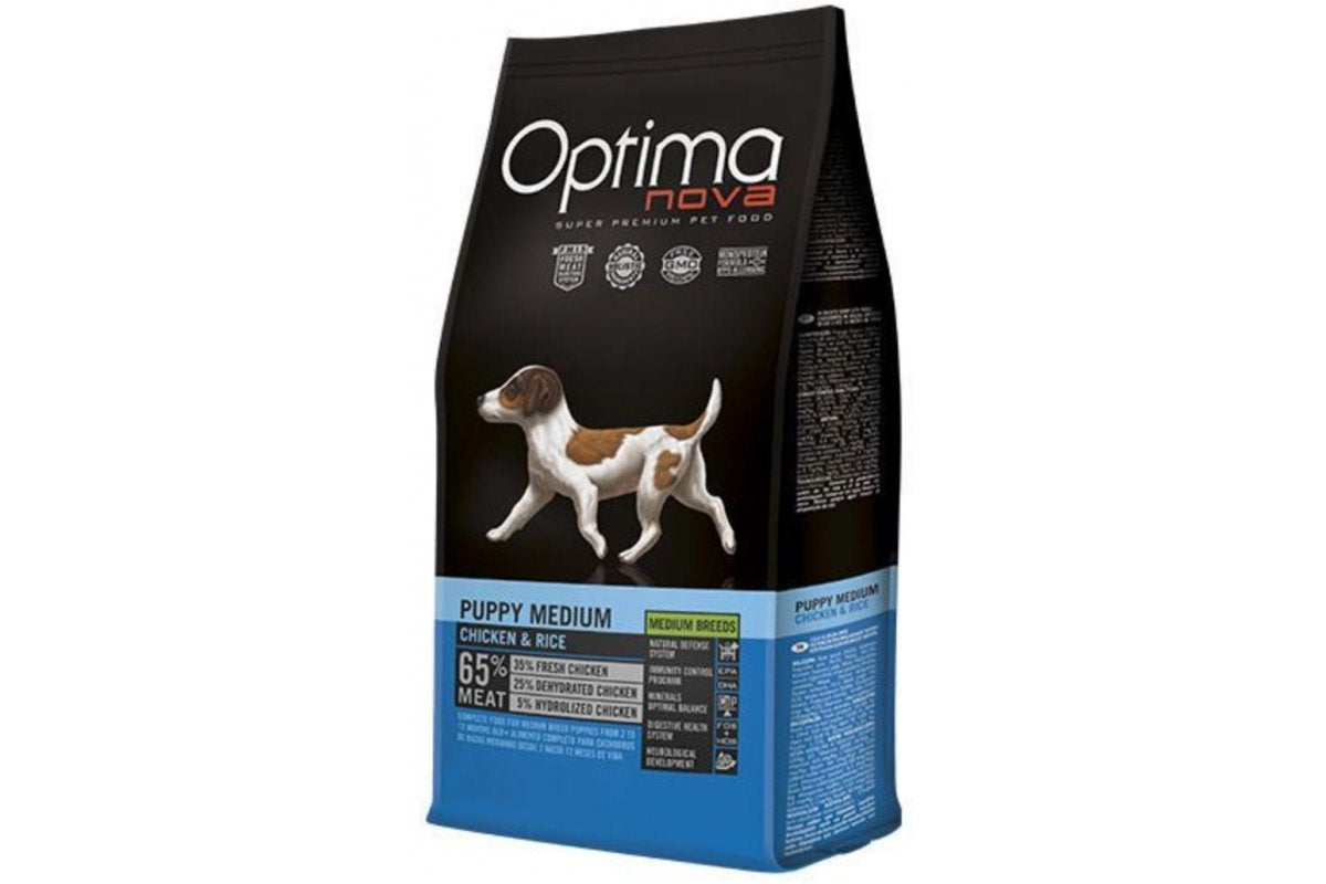 Optima Nova- храна за бебета кученца от средни породи с пилешко и ориз