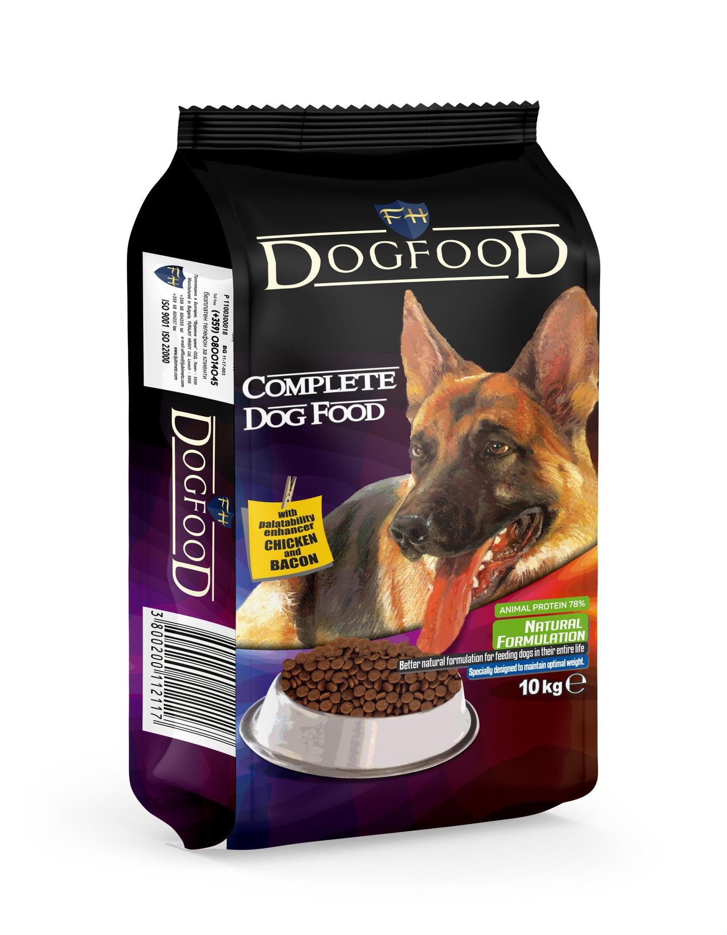DOG FOOD With palatability enhancer Chicken and Bacon 10 kg.. 