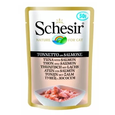 SCHESIR пауч за котка с риба тон и сьомга 50гр