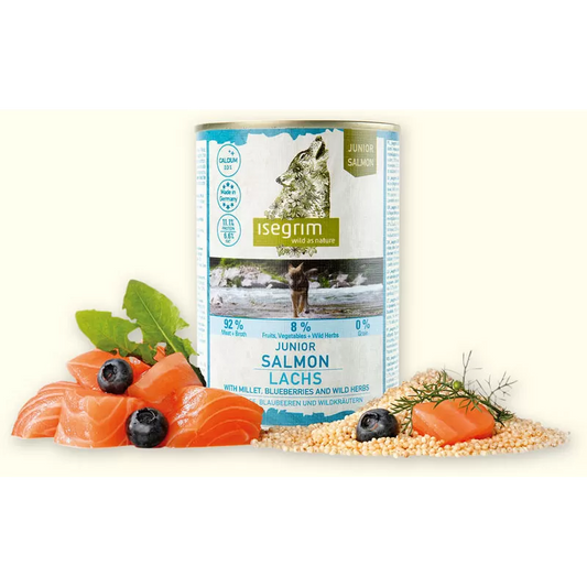 ISEGRIM dog salmon, blueberries and herbs