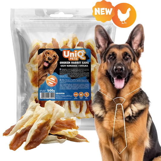 UNIQ PETS заешки уши с пилешко 500гр