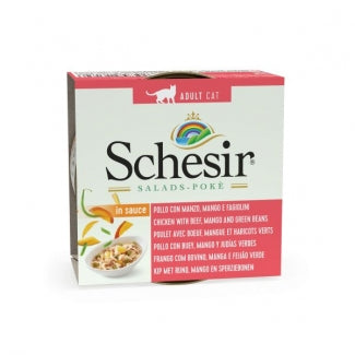 SCHESIR С820 коте SALAD Пиле, говеждо, манго и грах 85 гр