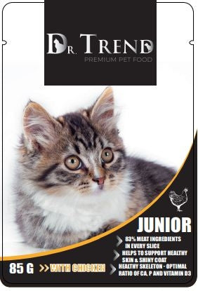 DR TREND Пауч  котка JUNIOR с пиле 12х85гр