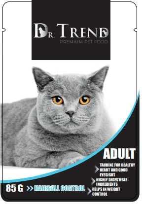 DR TREND Пауч  котка адълт HAIRBALL 12х85гр