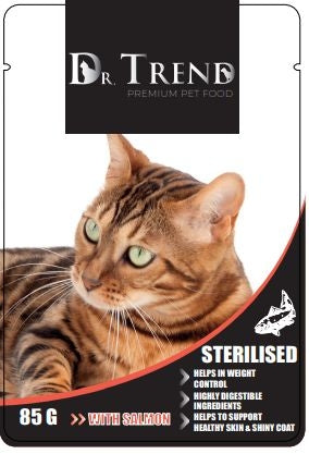 DR TREND Пауч  котка адълт STERILISED със сьомга 12х85гр