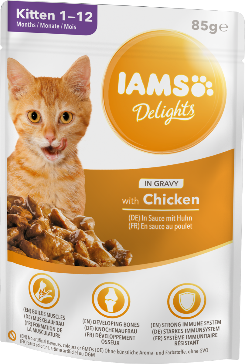 IAMS паучове за бебета котенца с пиле в сос 8х85гр