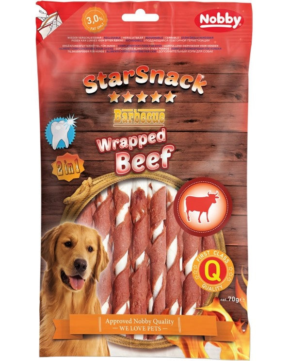 NOBBY лакомство StarSnack 2в1 Barbecue Wrapped Beef 70гр