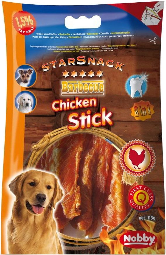 NOBBY лакомство StarSnack Barbecue ChickenStick 113гр/13,5см