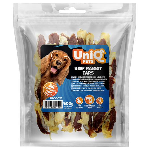 UNIQ PETS заешки уши с говеждо 500гр