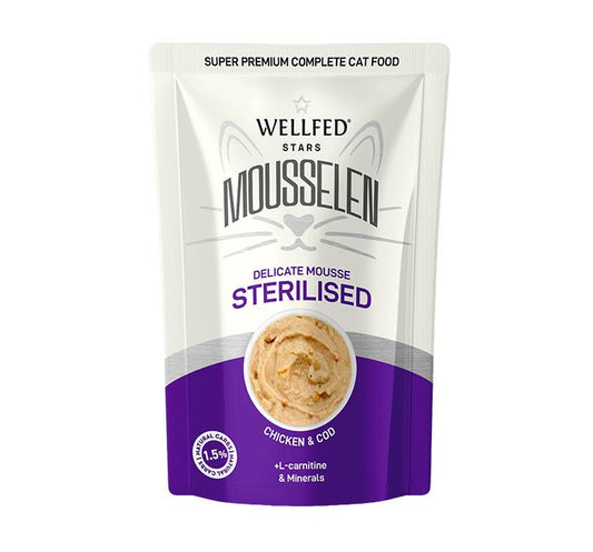 WELLFED мус за кастрирани котки с пиле и треска 40гр