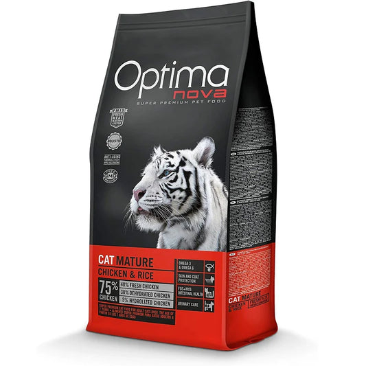 Optima Nova- храна за възрастни кастрирани котки с пиле и ориз