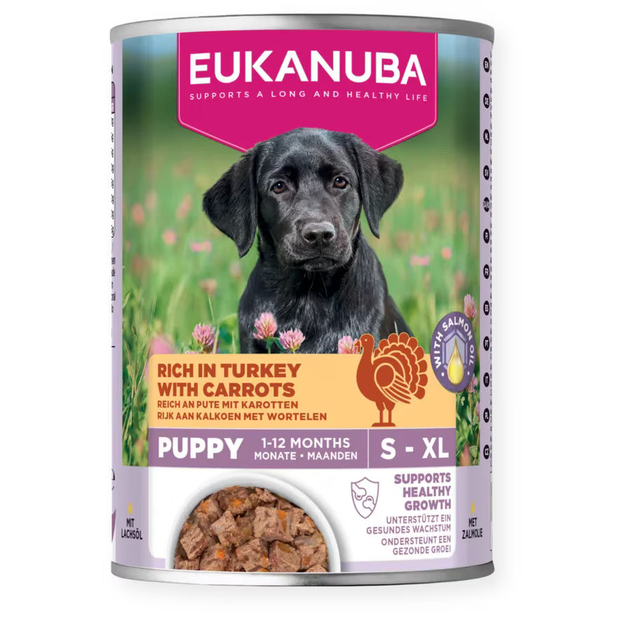 EUKANUBA консерва за подрастващи кученца от всички породи с пуйка и моркови 400гр