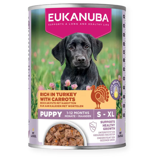EUKANUBA консерва за подрастващи кученца от всички породи с пуйка и моркови 400гр