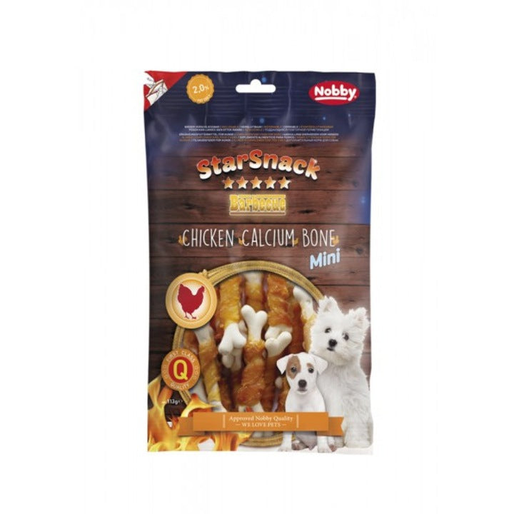 NOBBY лакомство StarSnackBarbecue CHICKEN CALCIUM BONE MINI 113гр