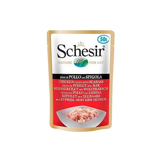SCHESIR пауч за котка с пиле и лаврак 50гр