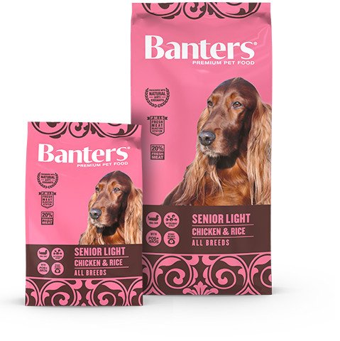BANTERS-храна за възрастни кучета над 7г. с наднормено тегло с пиле и ориз