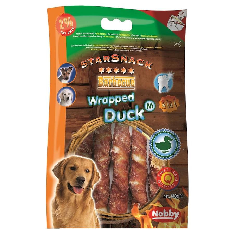 NOBBY лакомствоStarSnack 2в1 Barbecue Wrapped Duck М 140гр