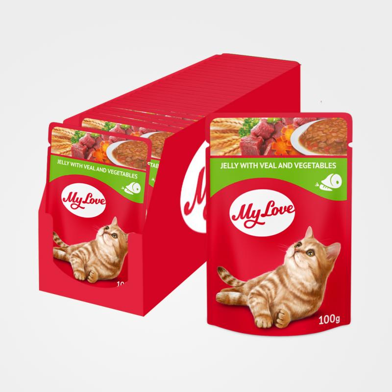 My Love пауч за котки в желе с телешко и зеленчуци 100гр
