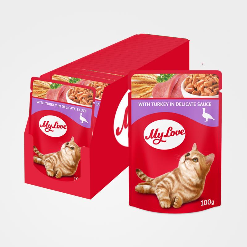 My Love пауч за котки в сос с пуйка 100гр