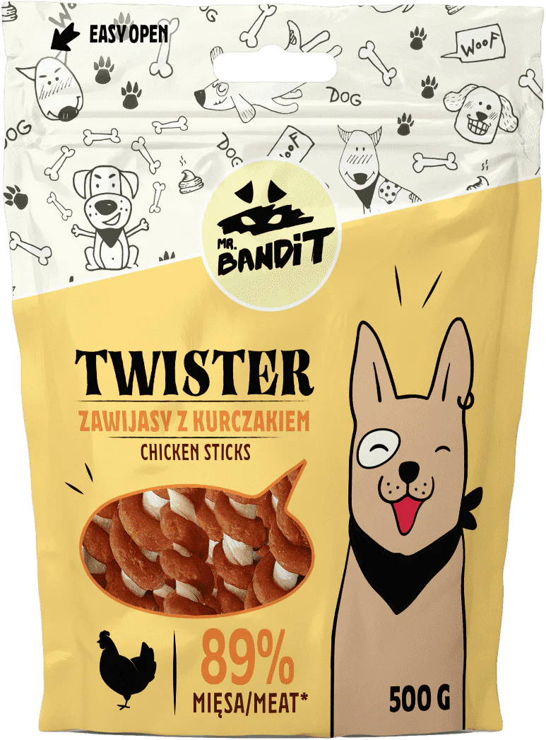 Mr. Bandit TWISTER chicken sticks - деликатесно лакомство със пилешко за кучета - 500 гр.