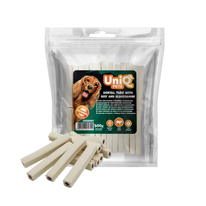 UNIQ PETS дентални тръбички с телешко и глюкозамин 500 гр