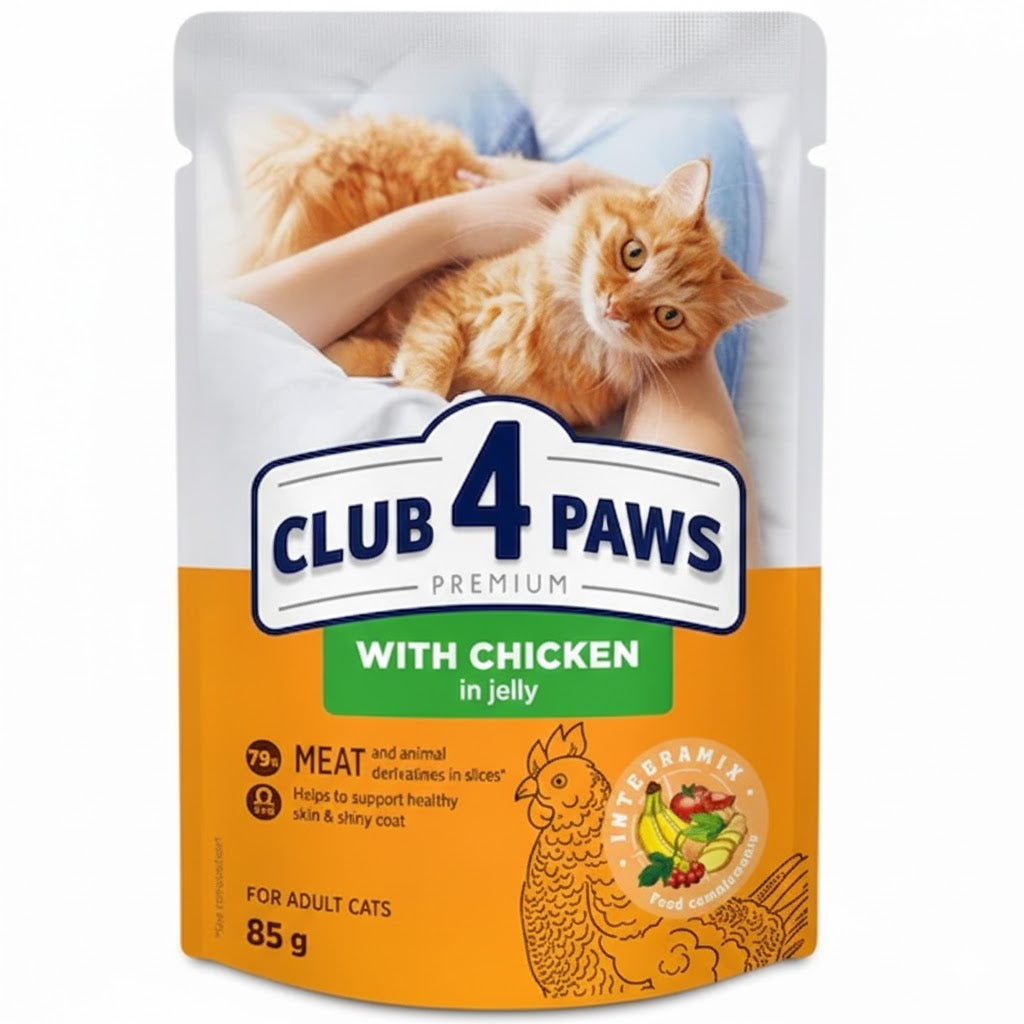 Club 4 Paws пауч за котка с пиле в желе 85гр