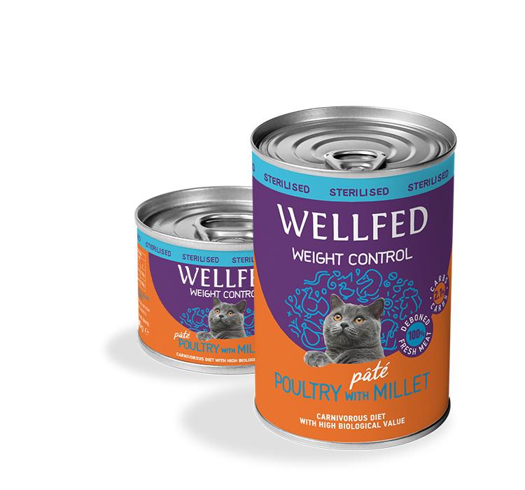 WELLFED пастет за кастрирани котки WEIGHT CONTROL с пиле и просо